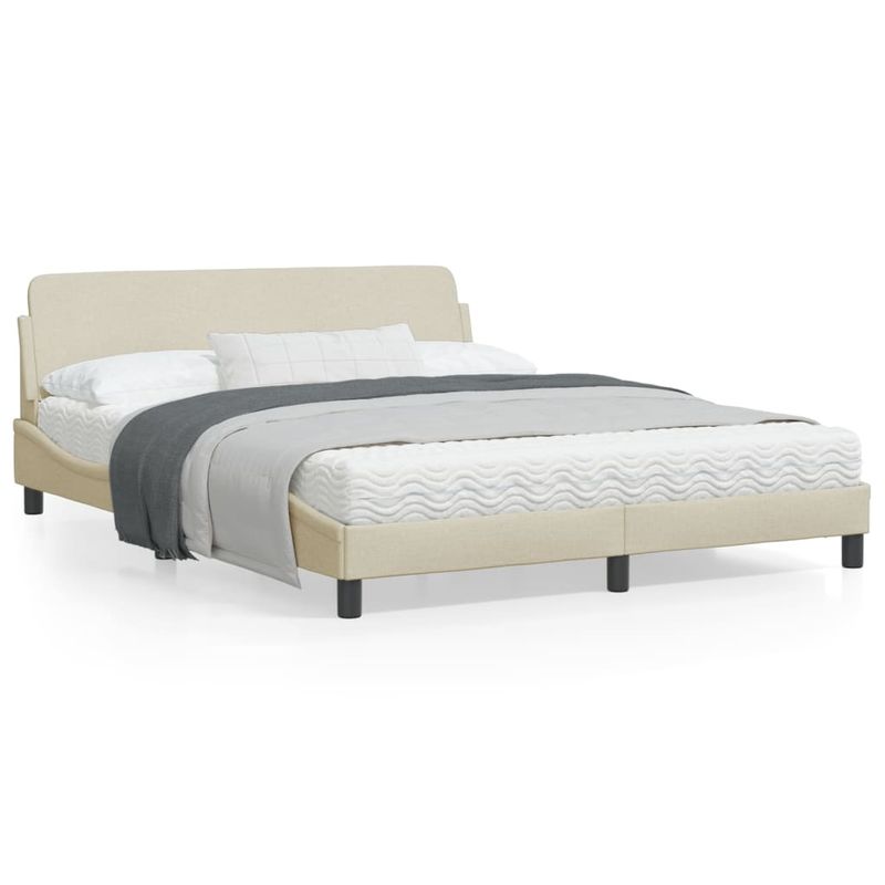 Casa si Gradina - Mobilier - Paturi si accesorii - Paturi - Cadru de pat cu tablie, crem, 160x200 cm, textil - Infinity.ro