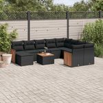 Casa si Gradina - Gradina si terasa - Mobilier exterior - Seturi mobila gradina - Set canapele de gradina cu perne, 11 piese, negru, poliratan - Infinity.ro