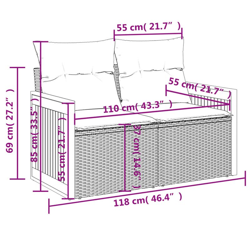 Casa si Gradina - Gradina si terasa - Mobilier exterior - Seturi mobila gradina - Set canapele de gradina cu perne, 11 piese, negru, poliratan - Infinity.ro
