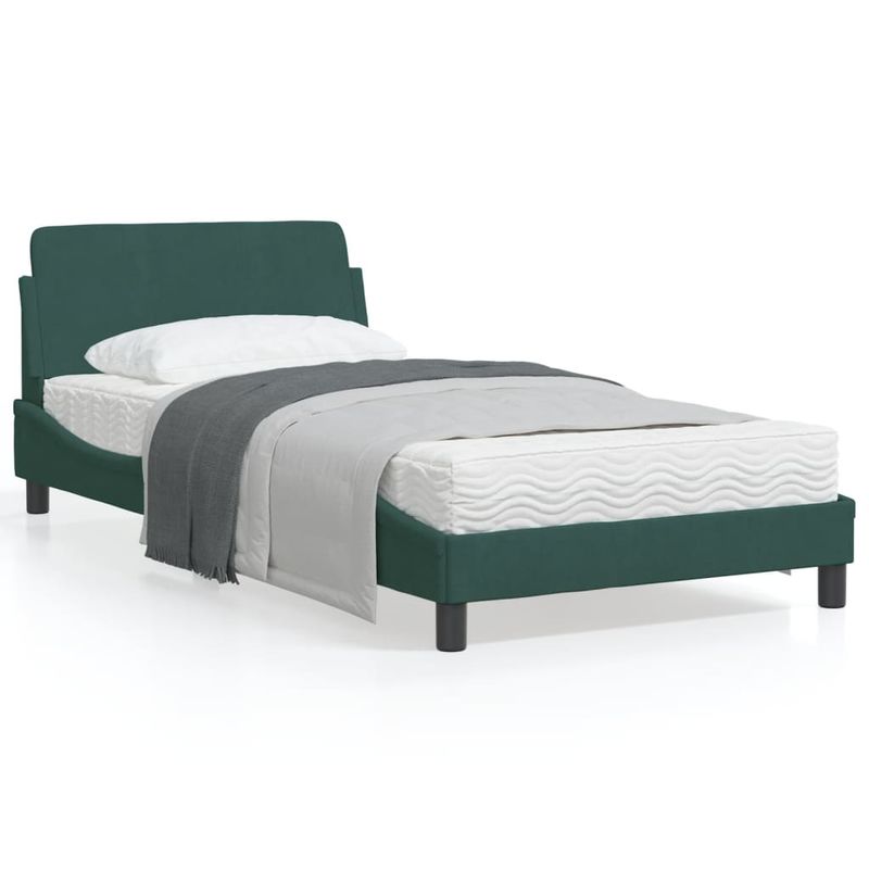Casa si Gradina - Mobilier - Paturi si accesorii - Paturi - Cadru de pat cu tablie, verde inchis, 100x200 cm, catifea - Infinity.ro