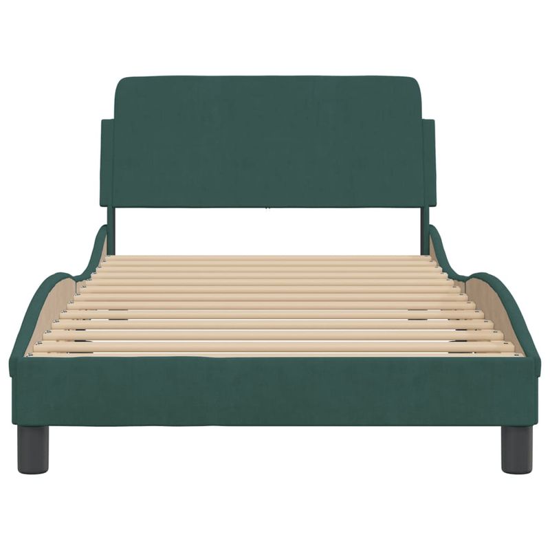 Casa si Gradina - Mobilier - Paturi si accesorii - Paturi - Cadru de pat cu tablie, verde inchis, 100x200 cm, catifea - Infinity.ro