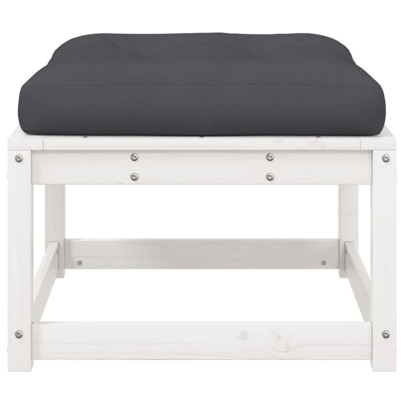 Casa si Gradina - Gradina si terasa - Mobilier exterior - Canapele si fotolii gradina - Taburet de gradina cu perne, alb, lemn masiv de pin - Infinity.ro