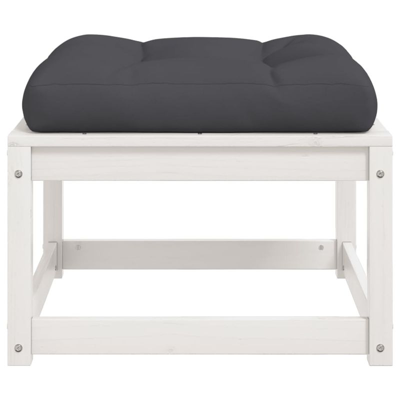 Casa si Gradina - Gradina si terasa - Mobilier exterior - Canapele si fotolii gradina - Taburet de gradina cu perne, alb, lemn masiv de pin - Infinity.ro