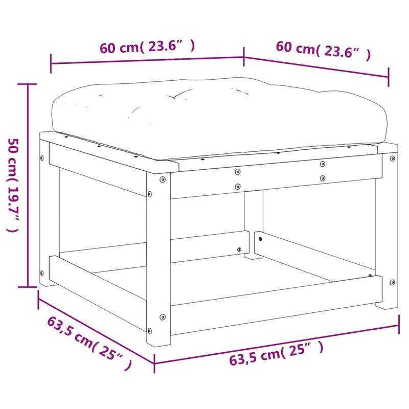 Casa si Gradina - Gradina si terasa - Mobilier exterior - Canapele si fotolii gradina - Taburet de gradina cu perne, alb, lemn masiv de pin - Infinity.ro