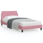 Casa si Gradina - Mobilier - Paturi si accesorii - Paturi - Cadru de pat cu tablie, roz, 100x200 cm, catifea - Infinity.ro
