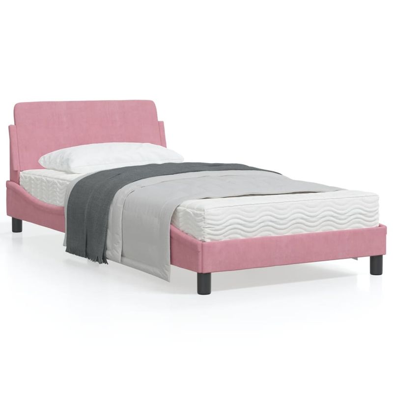 Casa si Gradina - Mobilier - Paturi si accesorii - Paturi - Cadru de pat cu tablie, roz, 100x200 cm, catifea - Infinity.ro