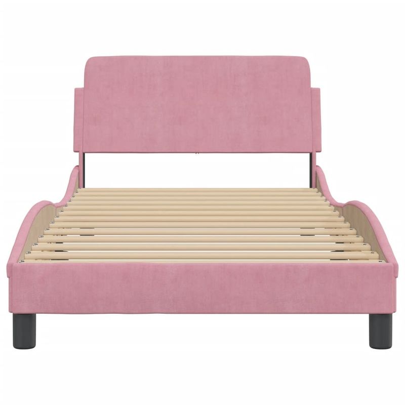 Casa si Gradina - Mobilier - Paturi si accesorii - Paturi - Cadru de pat cu tablie, roz, 100x200 cm, catifea - Infinity.ro