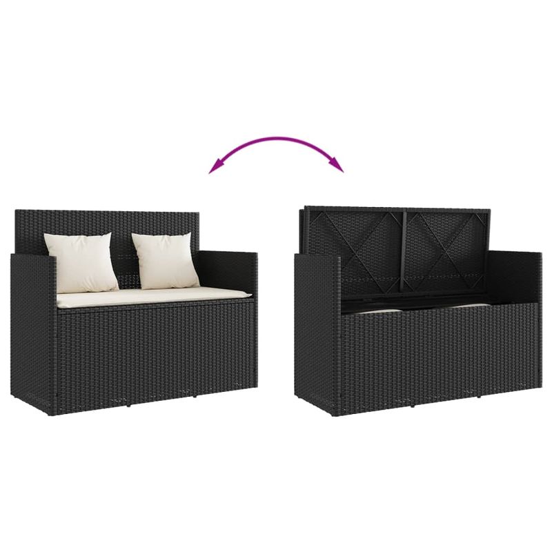 Casa si Gradina - Gradina si terasa - Mobilier exterior - Bancute de gradina - Banca de gradina cu perne, negru, poliratan - Infinity.ro