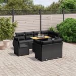 Casa si Gradina - Gradina si terasa - Mobilier exterior - Seturi mobila gradina - Set mobilier de gradina cu perne, 9 piese, negru, poliratan - Infinity.ro