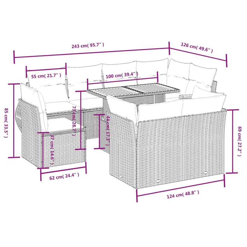 Casa si Gradina - Gradina si terasa - Mobilier exterior - Seturi mobila gradina - Set mobilier de gradina cu perne, 9 piese, negru, poliratan - Infinity.ro