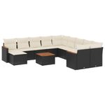 Casa si Gradina - Gradina si terasa - Mobilier exterior - Seturi mobila gradina - Set canapele de gradina, 12 piese, cu perne, negru, poliratan - Infinity.ro