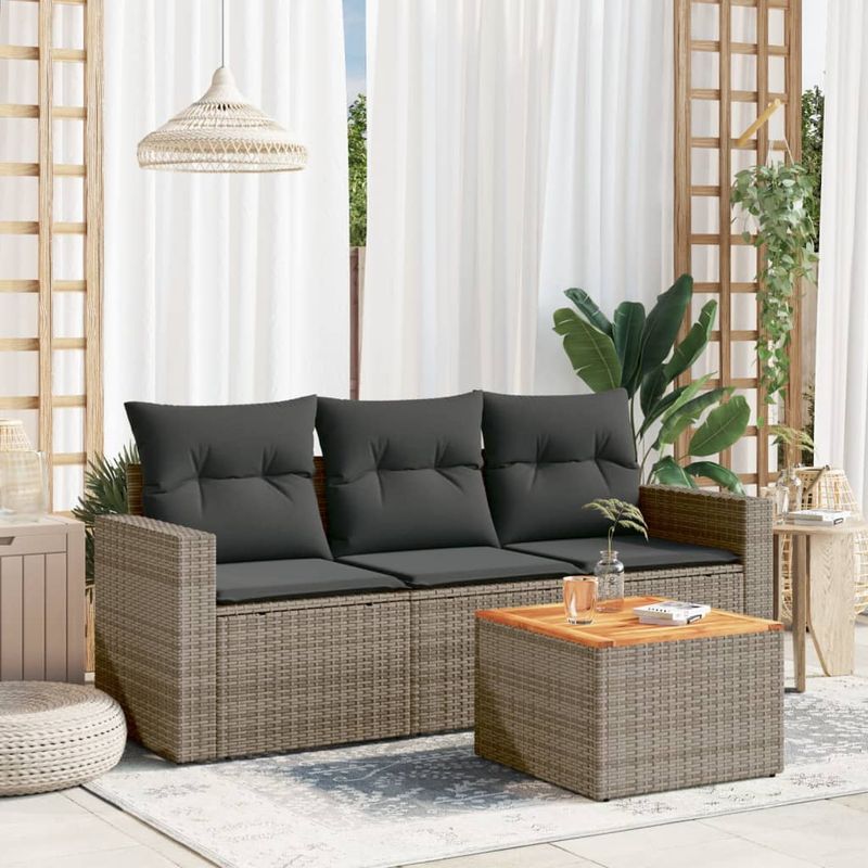 Casa si Gradina - Gradina si terasa - Mobilier exterior - Seturi mobila gradina - Set canapea de gradina cu perne, 4 piese, gri, poliratan - Infinity.ro