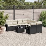 Casa si Gradina - Gradina si terasa - Mobilier exterior - Seturi mobila gradina - Set mobilier de gradina cu perne, 9 piese, negru, poliratan - Infinity.ro