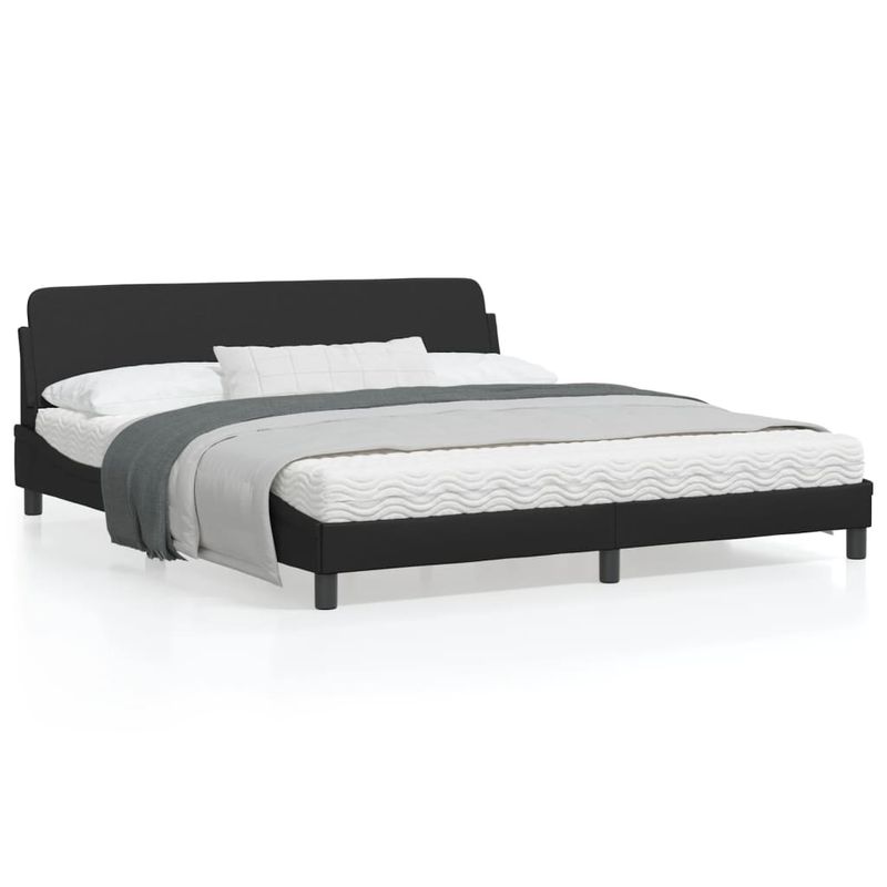 Casa si Gradina - Mobilier - Paturi si accesorii - Paturi - Cadru de pat cu tablie, negru, 180x200 cm, piele ecologica - Infinity.ro