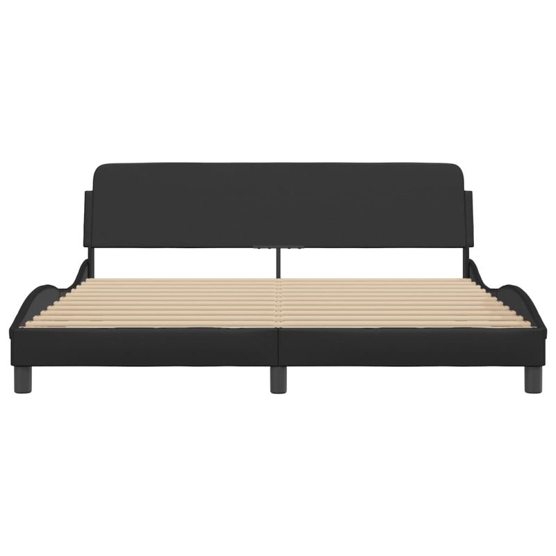 Casa si Gradina - Mobilier - Paturi si accesorii - Paturi - Cadru de pat cu tablie, negru, 180x200 cm, piele ecologica - Infinity.ro