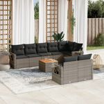 Casa si Gradina - Gradina si terasa - Mobilier exterior - Canapele si fotolii gradina - Set canapele de gradina, 9 piese, cu perne, gri, poliratan - Infinity.ro