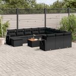 Casa si Gradina - Gradina si terasa - Mobilier exterior - Canapele si fotolii gradina - Set mobilier de gradina cu perne, 13 piese, negru, poliratan - Infinity.ro