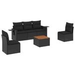 Casa si Gradina - Gradina si terasa - Mobilier exterior - Canapele si fotolii gradina - Set mobilier de gradina cu perne, 6 piese, negru, poliratan - Infinity.ro
