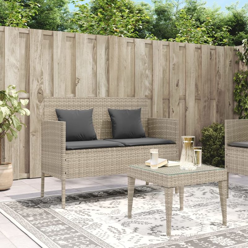 Casa si Gradina - Gradina si terasa - Mobilier exterior - Bancute de gradina - Banca de gradina cu perna, gri deschis, poliratan - Infinity.ro