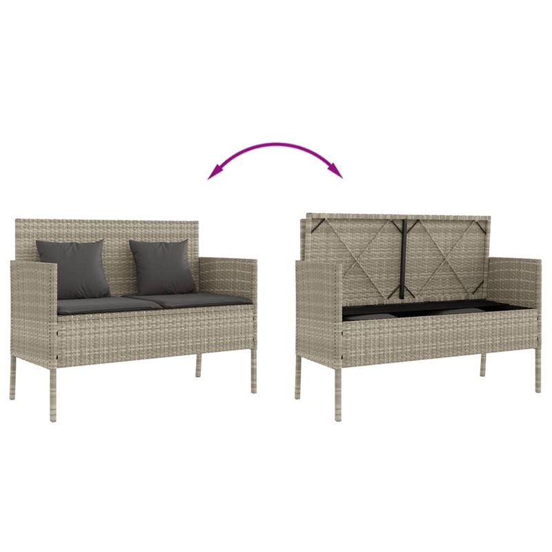 Casa si Gradina - Gradina si terasa - Mobilier exterior - Bancute de gradina - Banca de gradina cu perna, gri deschis, poliratan - Infinity.ro