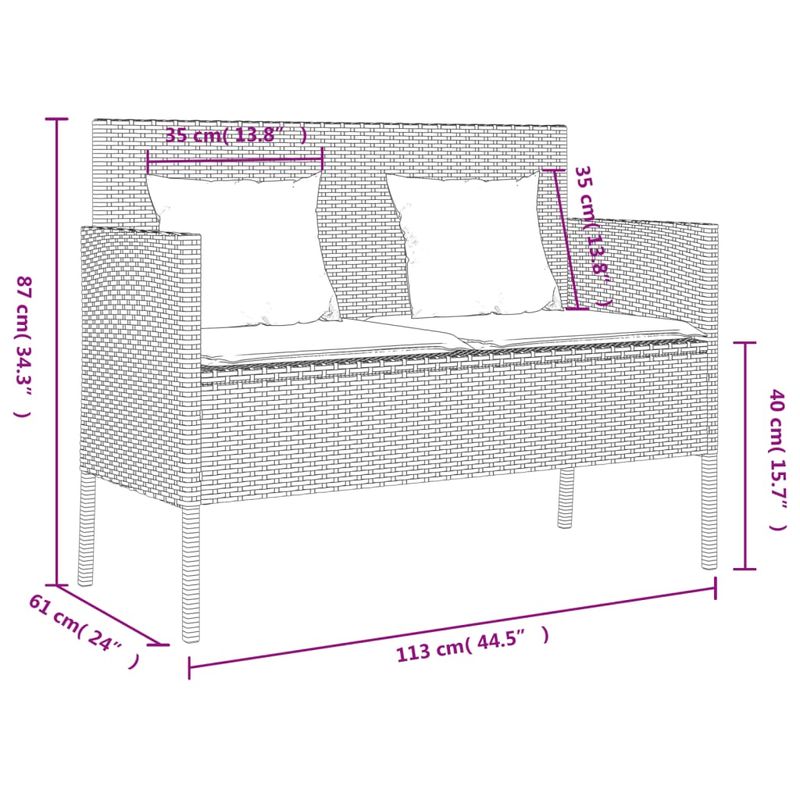 Casa si Gradina - Gradina si terasa - Mobilier exterior - Bancute de gradina - Banca de gradina cu perna, gri deschis, poliratan - Infinity.ro
