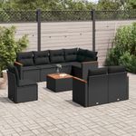 Casa si Gradina - Gradina si terasa - Mobilier exterior - Seturi mobila gradina - Set mobilier de gradina cu perne, 9 piese, negru, poliratan - Infinity.ro