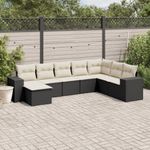 Casa si Gradina - Gradina si terasa - Mobilier exterior - Seturi mobila gradina - Set mobilier de gradina cu perne, 8 piese, negru, poliratan - Infinity.ro