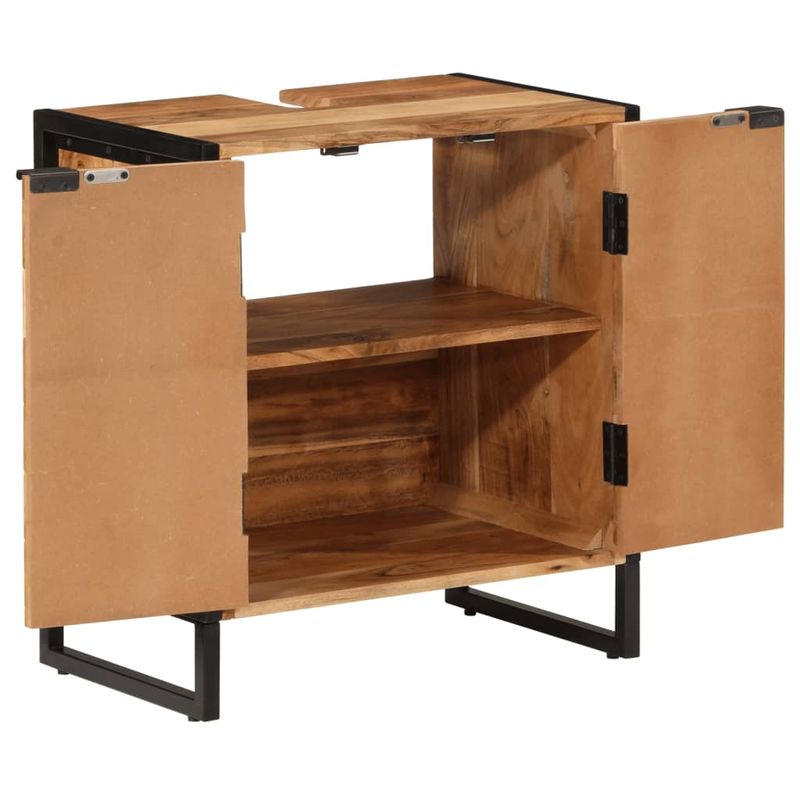 Casa si Gradina - Mobilier - Mobilier baie - Comode baie - Dulap de baie, 55x35x60 cm, lemn masiv de acacia si fier - Infinity.ro