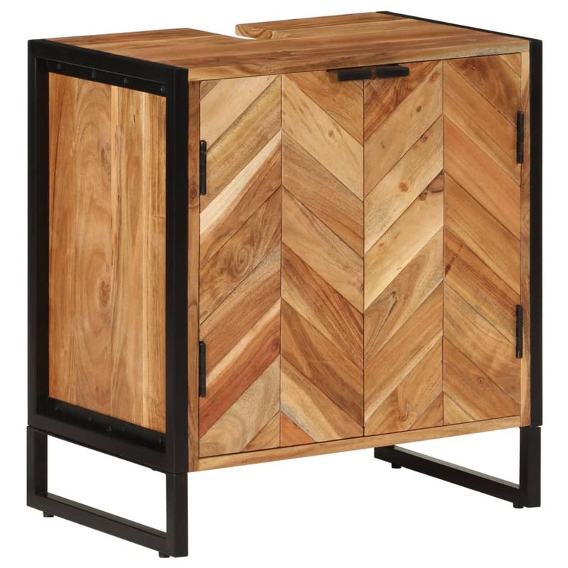 Casa si Gradina - Mobilier - Mobilier baie - Comode baie - Dulap de baie, 55x35x60 cm, lemn masiv de acacia si fier - Infinity.ro