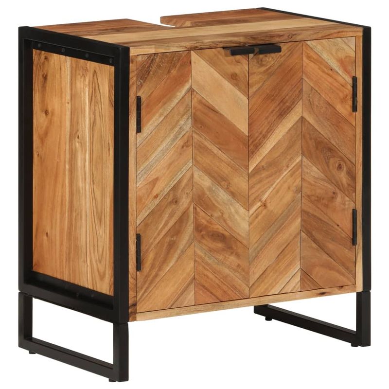 Casa si Gradina - Mobilier - Mobilier baie - Comode baie - Dulap de baie, 55x35x60 cm, lemn masiv de acacia si fier - Infinity.ro