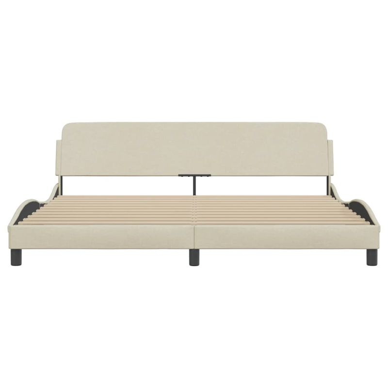 Casa si Gradina - Mobilier - Paturi si accesorii - Paturi - Cadru de pat cu tablie, crem, 200x200 cm, textil - Infinity.ro