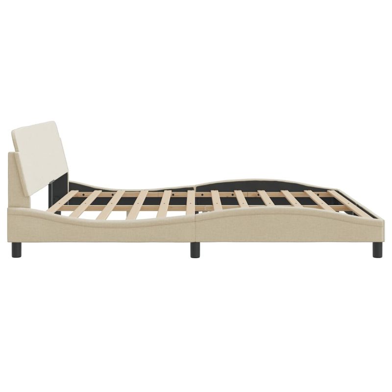 Casa si Gradina - Mobilier - Paturi si accesorii - Paturi - Cadru de pat cu tablie, crem, 200x200 cm, textil - Infinity.ro