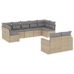 Casa si Gradina - Gradina si terasa - Mobilier exterior - Seturi mobila gradina - Set canapele de gradina, 9 piese, cu perne, bej, poliratan - Infinity.ro