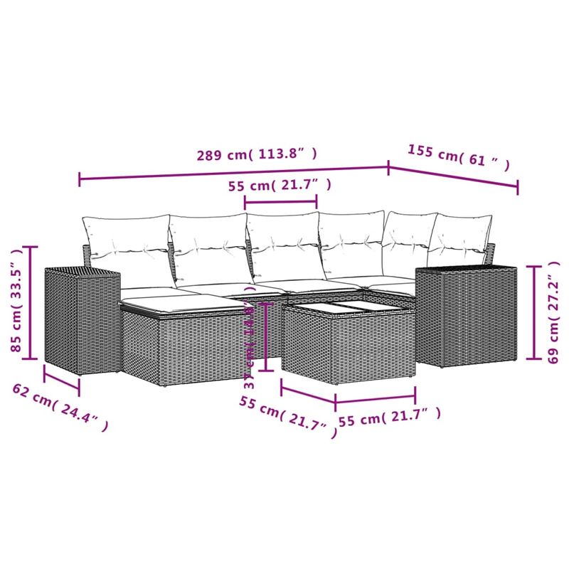 Casa si Gradina - Gradina si terasa - Mobilier exterior - Seturi mobila gradina - Set canapele de gradina cu perne, 7 piese, negru, poliratan - Infinity.ro