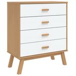 Casa si Gradina - Mobilier - Comode si corpuri - Comode - Dulap cu sertar „OLDEN”, alb si maro, lemn masiv de pin - Infinity.ro