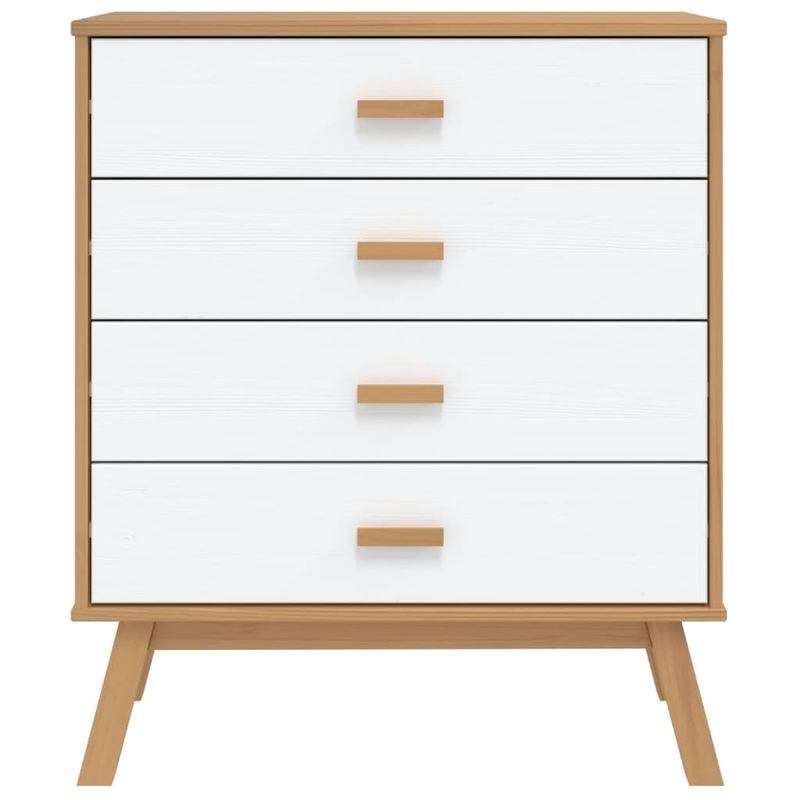 Casa si Gradina - Mobilier - Comode si corpuri - Comode - Dulap cu sertar „OLDEN”, alb si maro, lemn masiv de pin - Infinity.ro