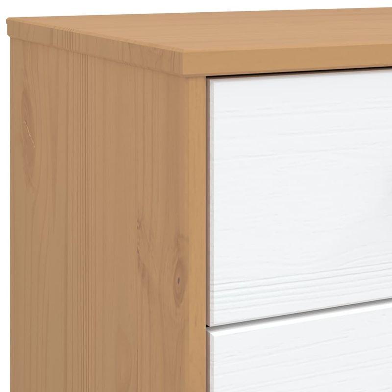 Casa si Gradina - Mobilier - Comode si corpuri - Comode - Dulap cu sertar „OLDEN”, alb si maro, lemn masiv de pin - Infinity.ro