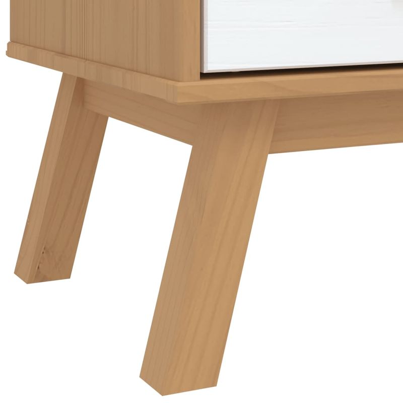 Casa si Gradina - Mobilier - Comode si corpuri - Comode - Dulap cu sertar „OLDEN”, alb si maro, lemn masiv de pin - Infinity.ro