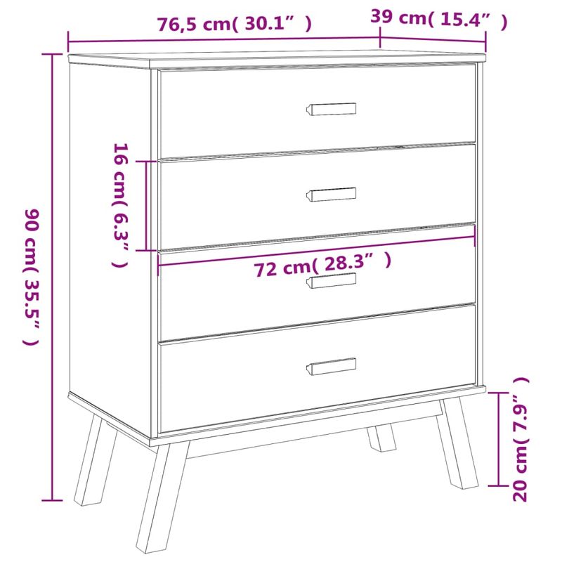 Casa si Gradina - Mobilier - Comode si corpuri - Comode - Dulap cu sertar „OLDEN”, alb si maro, lemn masiv de pin - Infinity.ro