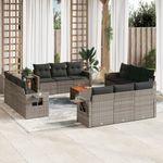 Casa si Gradina - Gradina si terasa - Mobilier exterior - Canapele si fotolii gradina - Set mobilier de gradina cu perne, 13 piese, gri, poliratan - Infinity.ro