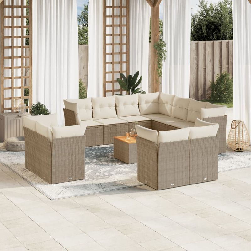 Casa si Gradina - Gradina si terasa - Mobilier exterior - Seturi mobila gradina - Set canapele de gradina cu perne, 12 piese, bej, poliratan - Infinity.ro