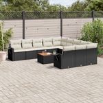 Casa si Gradina - Gradina si terasa - Mobilier exterior - Canapele si fotolii gradina - Set canapele de gradina, 12 piese, cu perne, negru, poliratan - Infinity.ro