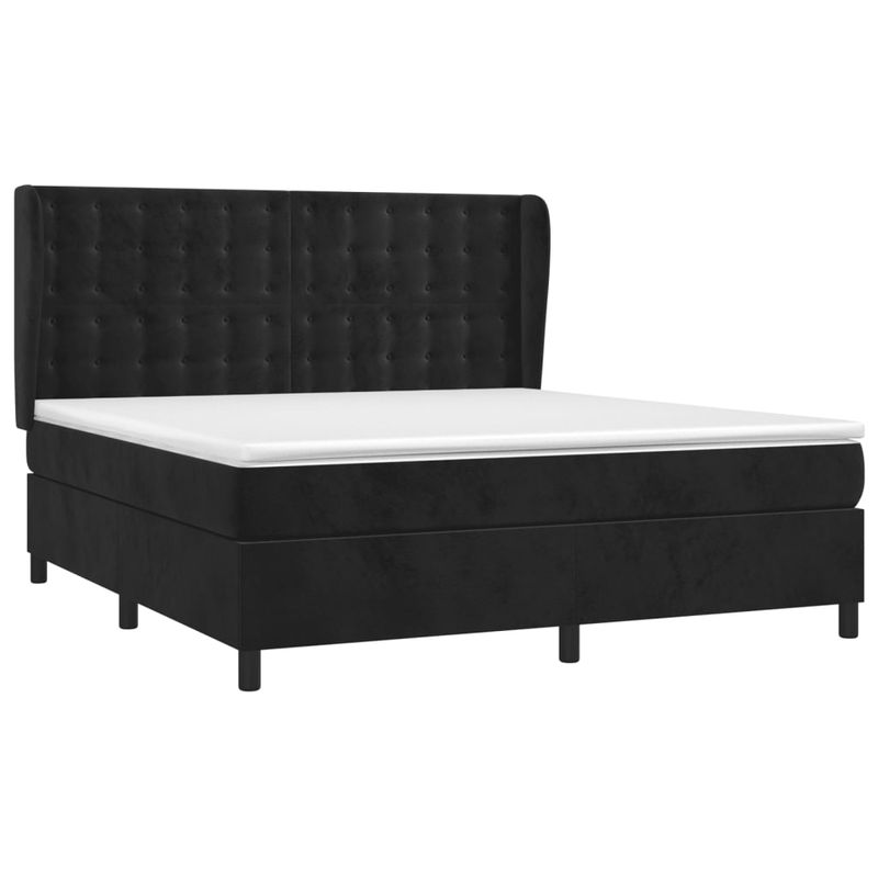 Casa si Gradina - Mobilier - Paturi si accesorii - Paturi - Pat box spring cu saltea, negru, 180x200 cm, catifea - Infinity.ro