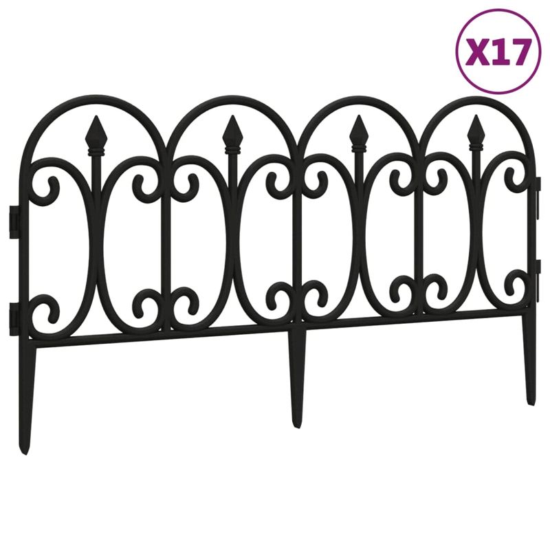 Casa si Gradina - Gradina si terasa - Garduri, panouri si accesorii - Borduri de gazon, 17 buc., negru, 10 m, PP - Infinity.ro