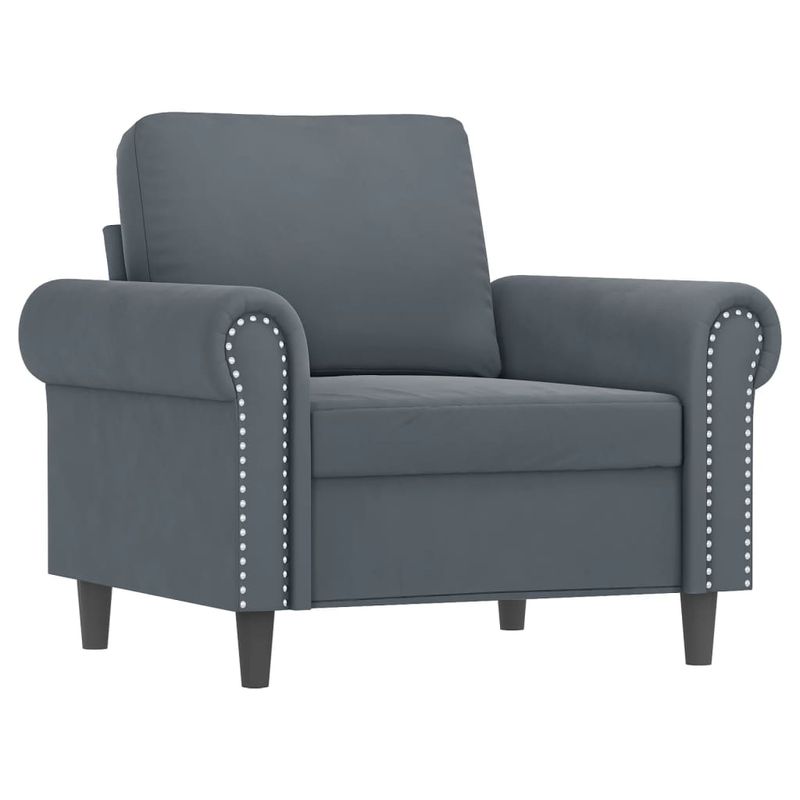 Casa si Gradina - Mobilier - Seturi de mobilier - Seturi living - Set de canapele cu perne, 3 piese, gri inchis, catifea - Infinity.ro