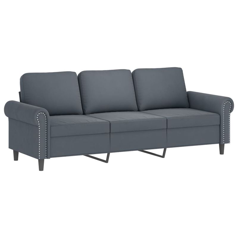Casa si Gradina - Mobilier - Seturi de mobilier - Seturi living - Set de canapele cu perne, 3 piese, gri inchis, catifea - Infinity.ro