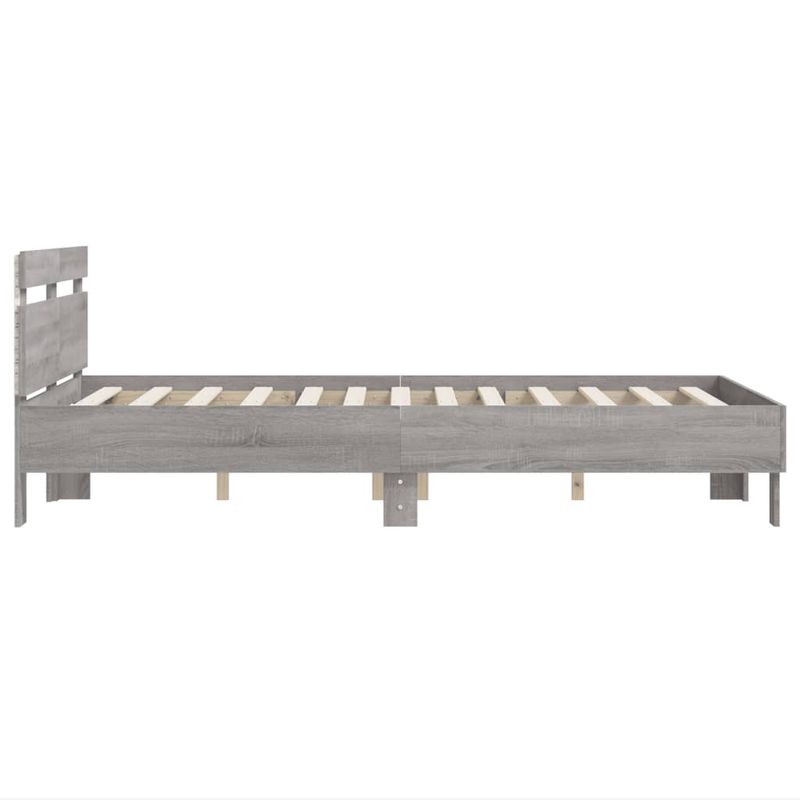 Casa si Gradina - Mobilier - Paturi si accesorii - Paturi - Cadru de pat cu tablie si LED, gri sonoma, 135x190 cm - Infinity.ro