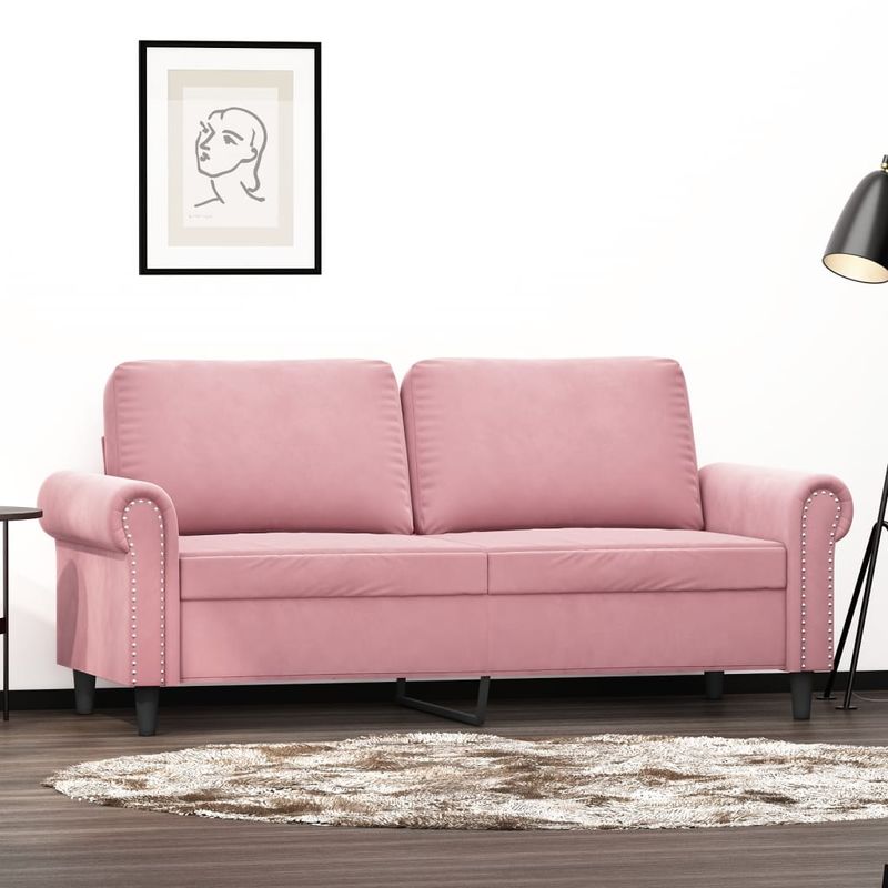 Casa si Gradina - Mobilier - Canapele si coltare - Canapele - Canapea cu 2 locuri, roz, 140 cm, catifea - Infinity.ro