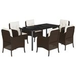 Casa si Gradina - Gradina si terasa - Mobilier exterior - Seturi mobila gradina - Set mobilier de gradina cu perne, 7 piese, maro, poliratan - Infinity.ro