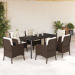 Casa si Gradina - Gradina si terasa - Mobilier exterior - Seturi mobila gradina - Set mobilier de gradina cu perne, 7 piese, maro, poliratan - Infinity.ro